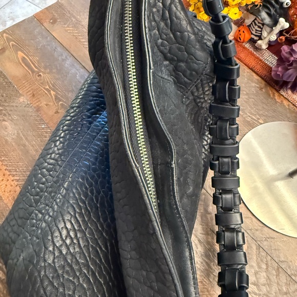 Christopher Kon Black printed Leather Hobo Shoulder Bag Braided Handle - Picture 9 of 15